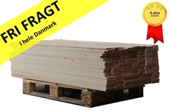 Træpakke 292.  A-plus. 250 kg høvlet fyrtræ med tyndere og bredere dimensioner. leveres til døren fra Aktivslivern.dk